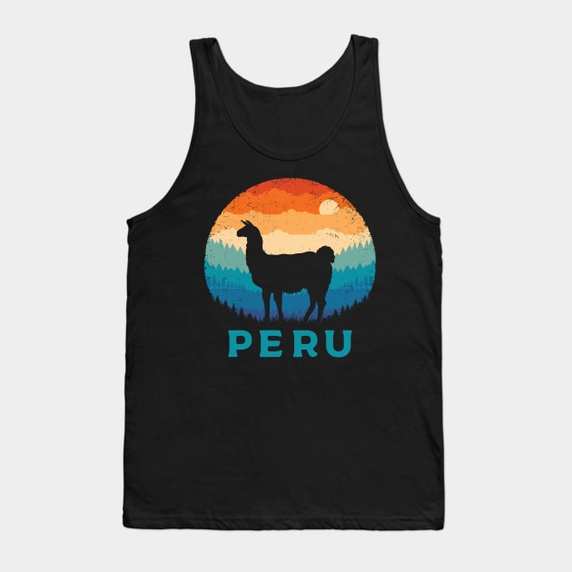 Retro Llama Peru Tank Top by TigerTom